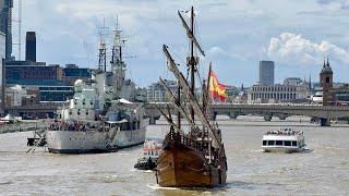 London Stops to Watch Columbus’s Santa María Arrive | Tower Bridge Spectacle