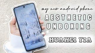 ️ unboxing huawei y7a blush gold - aesthetic unboxing and review android phone