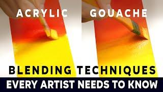How To Blend Acrylic paint & How To Blend Gouache | 6 Blending Techniques