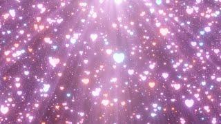 Beautiful Pink Hearts And Shimmering Light Ray Sparkles Raining Down 4K Moving Wallpaper Background