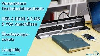 Versenkbare Tischsteckdose I USB HDMI RJ45 VGA Anschlüsse I Langlebig I Nur bei Elbe Inno - EL4403A