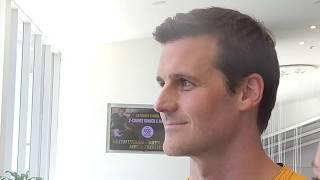Geoff Ingram, Caloundra rugby union coach, talks to the media at the SCRU season launch