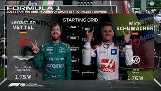 F1 2022 Starting Grid In Order Of Driver's Height