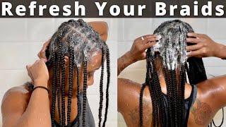 How To Wash Knotless Braids/Box Braids with NO FRIZZ | Ft. Dark And Lovely Cleansing Water