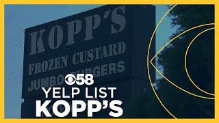 Kopp's Frozen Custard ranked #11 on Yelp's list of top burger joints in the US