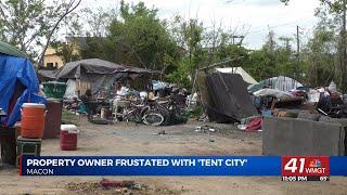 Macon shopping center owner shares frustration with ‘Tent City’