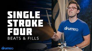 How To Play A Single Stroke Four On The Drums - Drum Rudiment Lesson