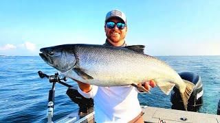 Lake Michigan Salmon fishing..."CATCHING 20 lb'rs!!!...Catch Clean & Cook