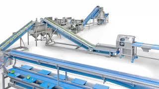 KRONEN salad processing line with automatic weighing belt system