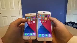 iPhone 7 iOS 14 beta 1 vs iPhone 7 Plus iOS 14 beta 2 speed test comparison