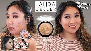 Laura Geller Baked Balance & Brighten Foundation on Oily & Acne Skin | 10 Hour Wear Test!