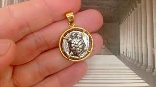 18k Gold and Silver Aegina Sea Turtle Coin Replica