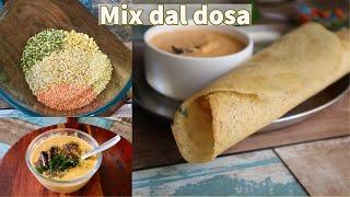 High Protein Multi Dal Dosa| Dal Dosa Recipe with tasty chatni | 6 दालों से बना डोसा| Multi dal dosa