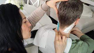 ASMR Neck Hair Shaving - Care Routine With Cream & Massage