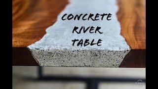 CONCRETE RIVER TABLE w/ Faux Live Edge Sapele || How to Make
