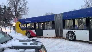 Bendy Bus Stuck in Snow - My Strap - And a Guy with a Dually. #helping #snow #stuck #4x4