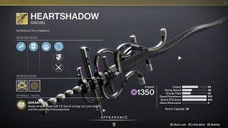 HOW TO GET THE BRAND NEW EXOTIC SWORD HEARTSHADOW IN DESTINY 2