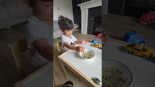 Quite adept at eating sabudana on his own.  not even 2 yet! Aug,24