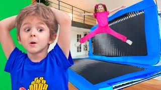 Eva and Friends turn House into a Trampoline park for kids