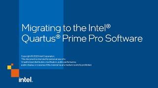 Migrating to the Intel® Quartus® Prime Pro Edition Software