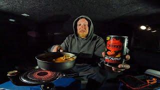 Solo Truck Camping In Cold Weather - Spicy Ghost Pepper Soup & A Cool Cave