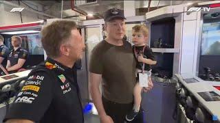 Elon Musk Visits The Red Bull Garage in FP3 | Miami Grand Prix 2023 #ElonMusk