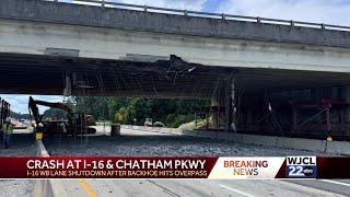 Chatham Parkway overpass damaged at I-16