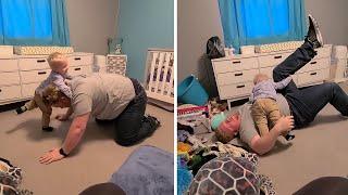 Epic father and son wrestling match will have you in stitches! #shorts