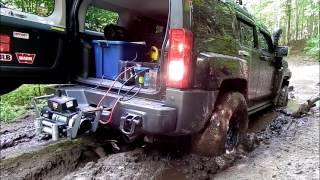 4x4 Recovery from Mud Hole using Hitch mounted WARN Winch on Receiver Extreme Offroad