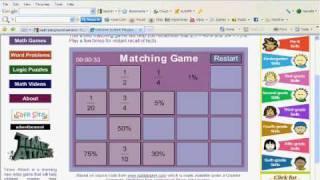 Math Playground Fractions and Percent Matching Game