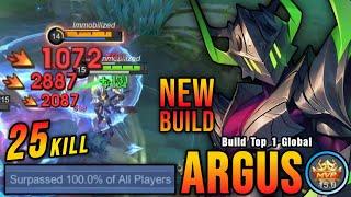 25 Kills!! New OP Build for Offlane Argus without Boots!! - Build Top 1 Global Argus ~ MLBB