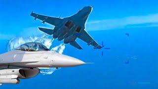 Threatened! Russian Su 35s Intercept F 16 Fighter Jets at Baltic Sea