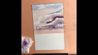 Watercolor Painting Time Lapse | #Seascape with clouds | I paint with watercolors