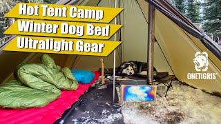 OneTigris Smokey Hut Hot Tent and Dog Bed Setup