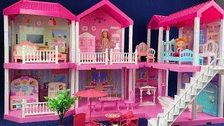 9 Minutes Satisfying with Unboxing Pink Barbie House Playset Review Toys | ASMR