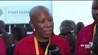 The EFF President Julius Malema is engaging with the media following the 2025 Fiscal Framework.