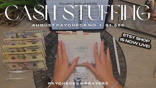 Cash Stuffing $1,555 | August Paycheck No. 1 | Sinking Funds | Cash Envelopes | Etsy Shop Update