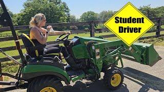 Watch Allison Learn to Brushhog and Drive a Tractor