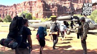 US Army helicopter rescue hundreds from Grand Canyon flooding