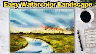 30 minute Watercolor Landscape: Quick One Layer Technique