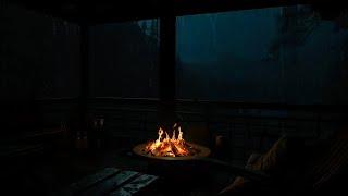 Extreme Rain & Fireplace in Hidden Porch inside the Forest️ Soothing Sounds To Sleep, Rest