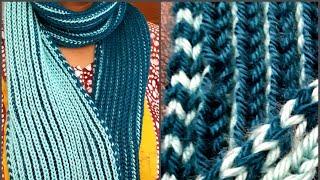 2-color Fisherman's rib scarf with i-cord edges: a Knittycat's Knits project