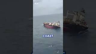 Huge ship carrying hazardous cargo capsizes off coast of India