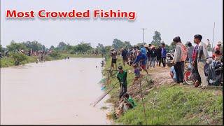 Most Crowded Fishing In The Canal | Cambodia Traditional Fishing [ khmer rural post ]