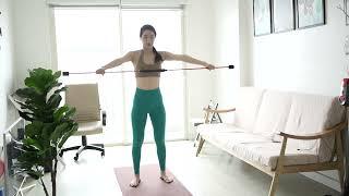 Practice at home with harin, shoulder stretching exercises with a 1 m long stick