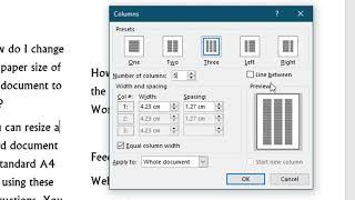 how to insert columns in MS Word