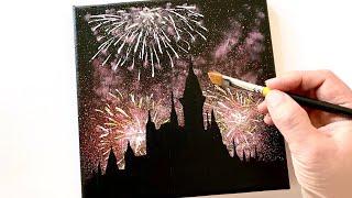 Daily Challenge #21 / Fireworks Acrylic Painting