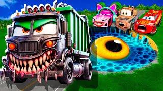 ZOMBIE Pit Transform In Beast Lightning McQueen & Big & Small Pixar Cars! Beam.NG Drive!