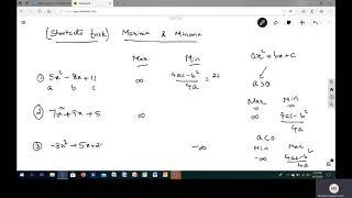 Maxima & Minima Quadratic Functions Shortcut trick