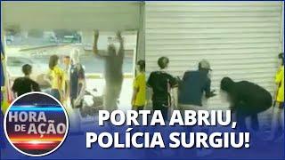 Comerciante fecha portas e bandidos ficam presos durante roubo